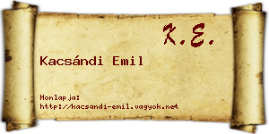 Kacsándi Emil névjegykártya